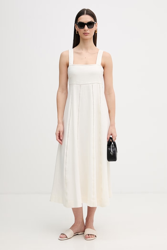 Dkny vestito con lino DJ6D9174 beige SS26