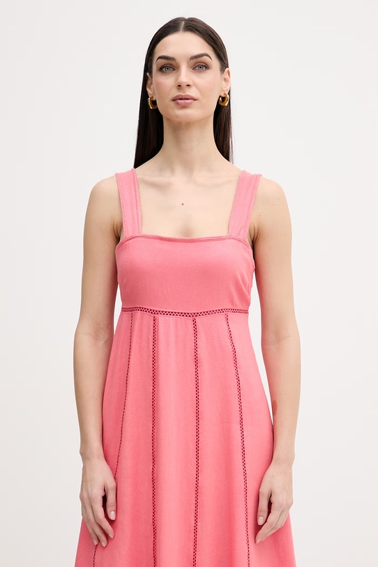 Dkny vestito con lino arancione DJ6D9174