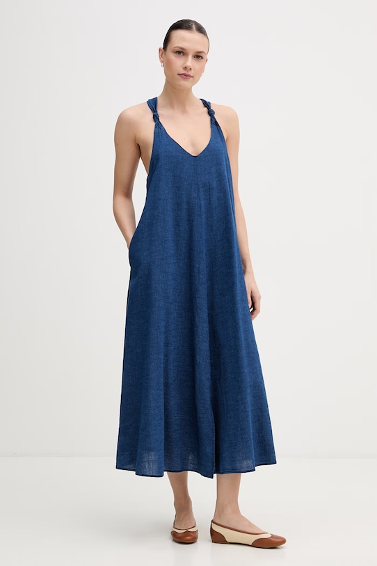 Dkny sukienka bawełniana bawełna niebieski DJ6D9188