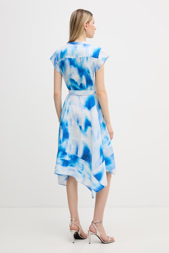 Odzież DKNY sukienka rozkloszowana lniana P6CBVEWV niebieski