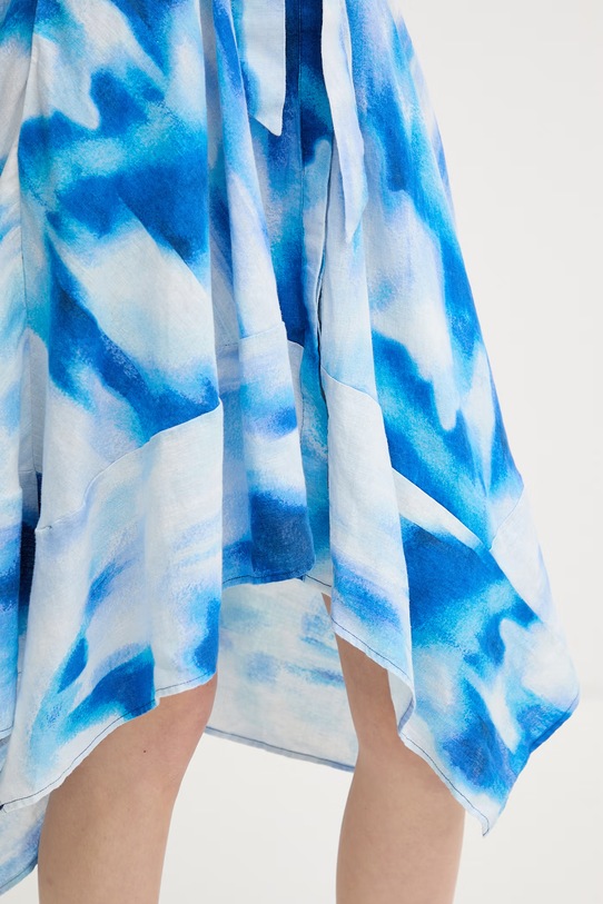 DKNY sukienka rozkloszowana lniana P6CBVEWV niebieski