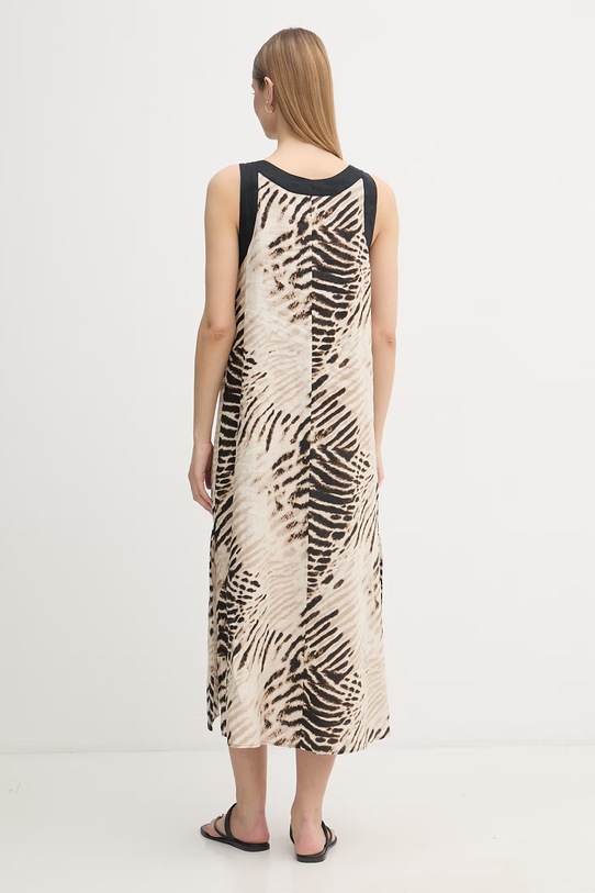 Odzież DKNY sukienka letnia lniana P61BLFZK beżowy