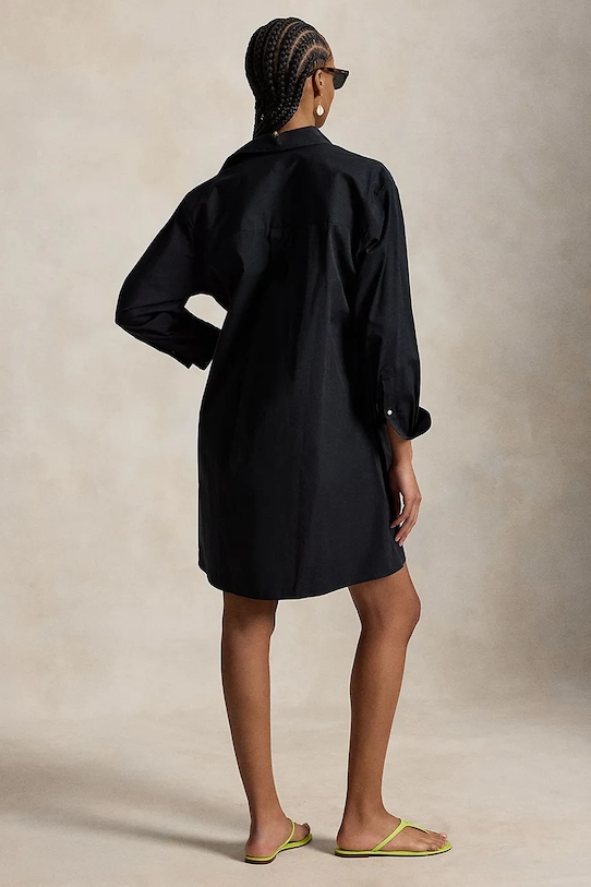 Polo Ralph Lauren rochie din bumbac MW CTN PW-WVN-DRESSES 211B19986002 negru SS26