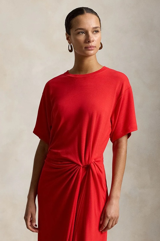 Odzież Polo Ralph Lauren sukienka z lyocellu LYOCELL-KNT-DRESSES 211B26450001 czerwony