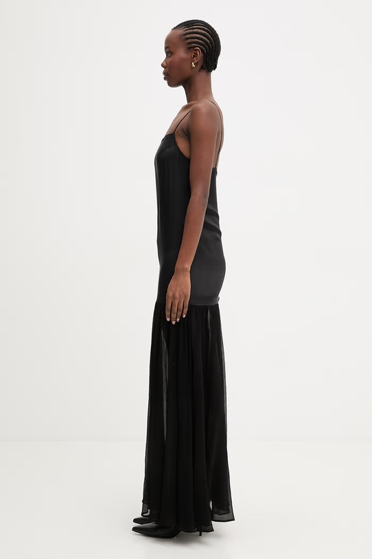 Anine Bing CLEMENTINE DRESS - BLACK sukienka gładka z lnu A.02.12030.BLK26 czarny SS26