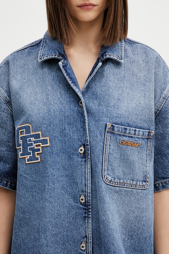 Off-White Royal Patch Denim φόρεμα με εφέ ξεθωριάσματος ντένιμ μπλε 2YM038S26DEN001