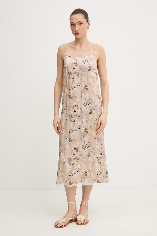 MUNTHE sukienka letnia z wiskozy BARIKA SLIP beżowy 261131126123