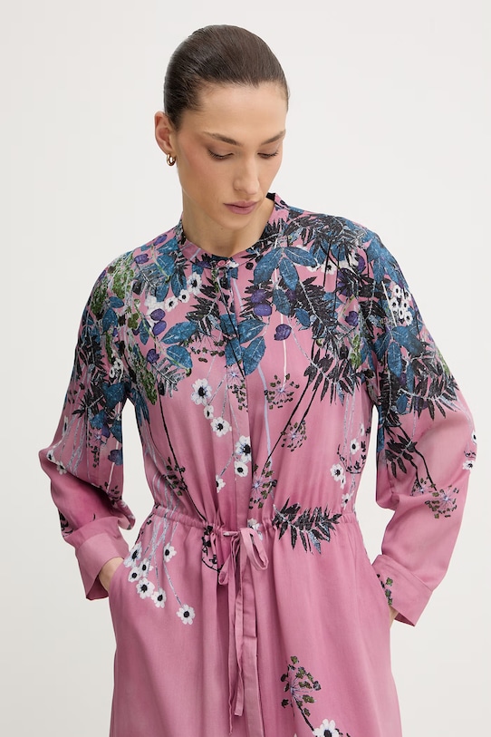 MUNTHE sukienka z dodatkiem jedwabiu BERNADETTE różowy 261131726131