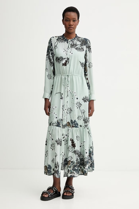 MUNTHE vestito con seta BERNADETTE maxi turchese 261131726131