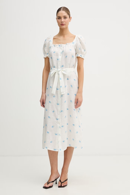 The Sleeper sukienka letnia lniana beżowy BRDR01F103N