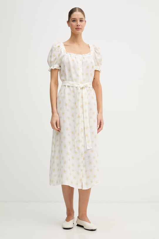 The Sleeper sukienka lniana beżowy BRDR01F028N