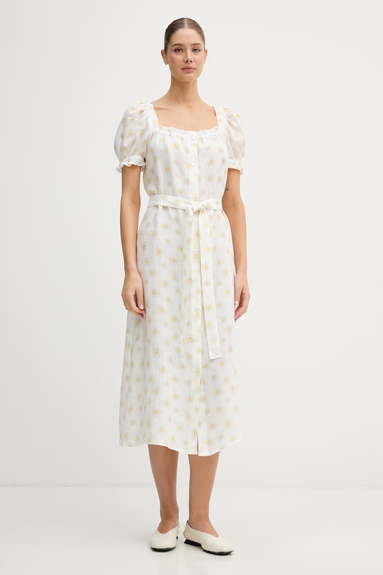 The Sleeper sukienka lniana beżowy BRDR01F028N