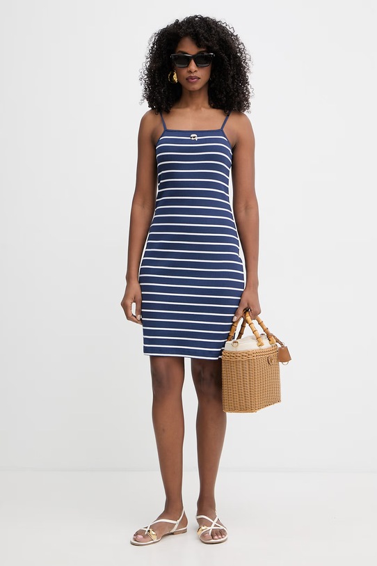 Karl Lagerfeld sukienka bodycon bawełniana z elastanem IKON B2W13043 granatowy SS26