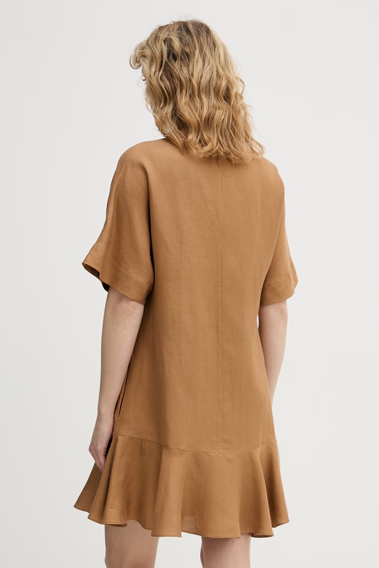 Odzież Karl Lagerfeld sukienka z lnem B2W13028 brązowy