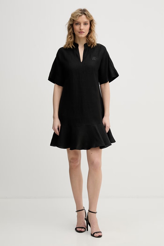 Karl Lagerfeld sukienka z lnem czarny B2W13028