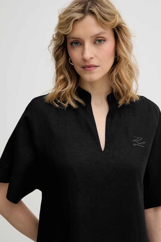 Karl Lagerfeld sukienka z lnem czarny B2W13028