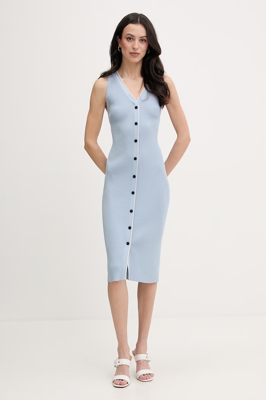 Karl Lagerfeld rochie cu vâscoză albastru B2W13004