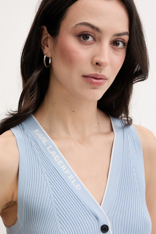 Karl Lagerfeld rochie cu vâscoză albastru B2W13004