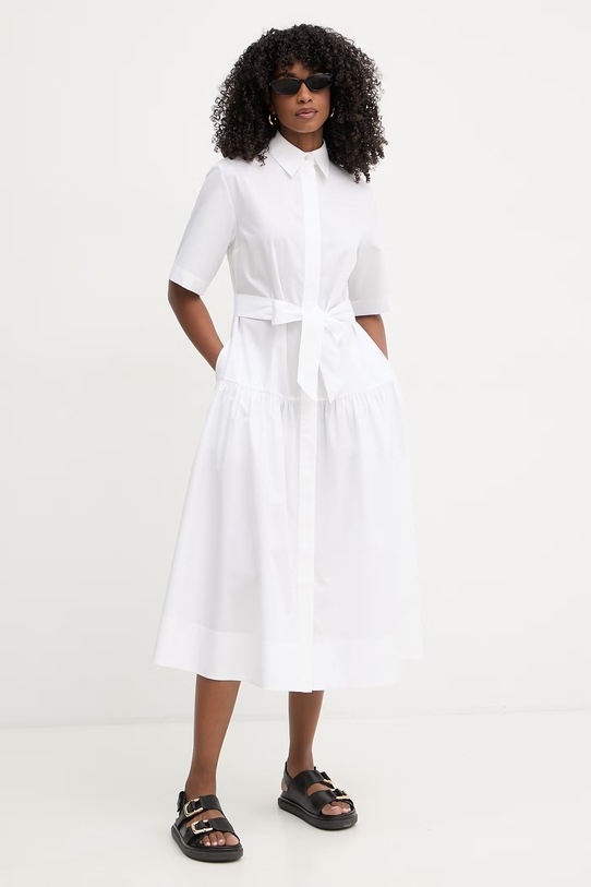 Karl Lagerfeld sukienka koszulowa bawełniana B2W13017 biały SS26