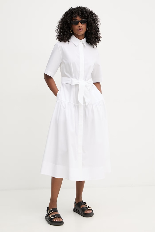 Karl Lagerfeld sukienka koszulowa bawełniana B2W13017 biały SS26