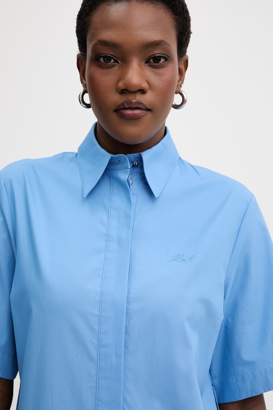 Karl Lagerfeld sukienka koszulowa bawełniana niebieski B2W13017