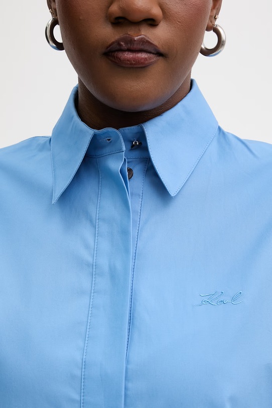 Karl Lagerfeld sukienka koszulowa bawełniana B2W13017 niebieski