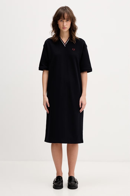 Fred Perry sukienka bawełniana D2173 granatowy