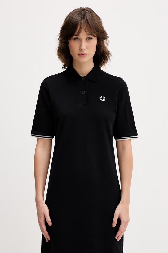 Fred Perry sukienka bawełniana czarny D2179