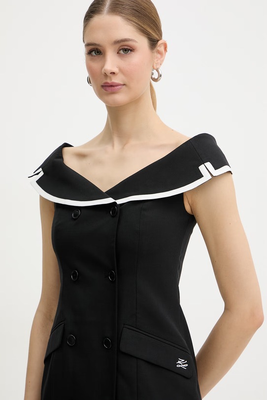 Karl Lagerfeld sukienka z dodatkiem wełny czarny B2W13002