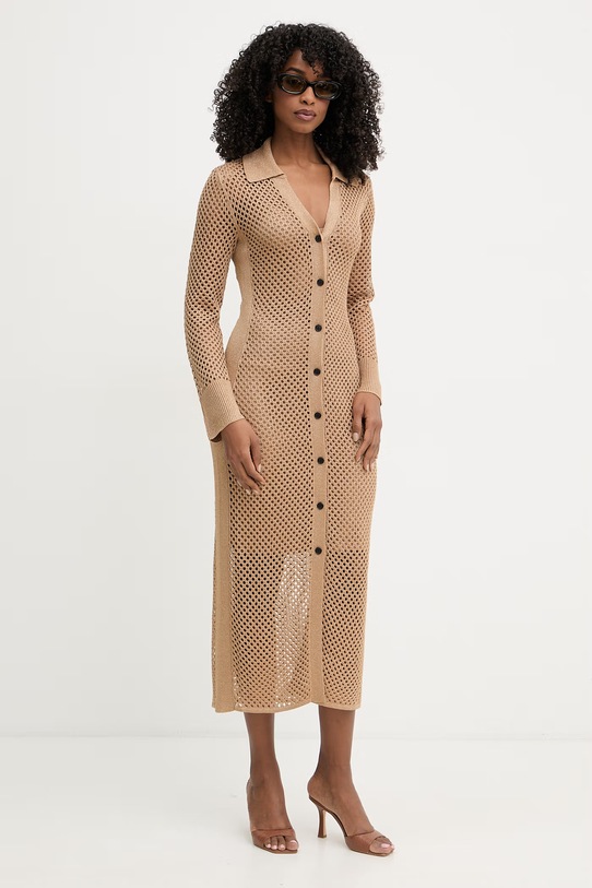 Karl Lagerfeld sukienka letnia z wiskozą B2W13008 brązowy SS26