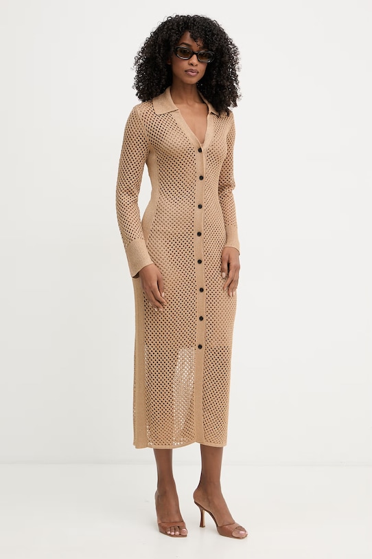 Karl Lagerfeld sukienka letnia z wiskozą B2W13008 brązowy SS26