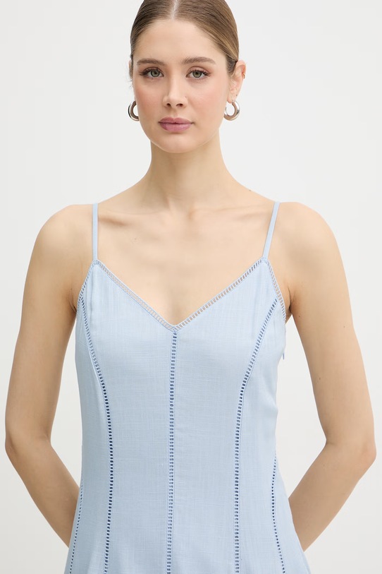 Karl Lagerfeld sukienka z dodatkiem lnu niebieski B2W13019