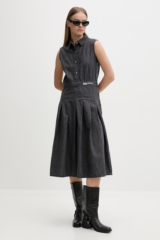Karl Lagerfeld Jeans šaty s rozšíreným strihom rifľové B2W13053 sivá SS26