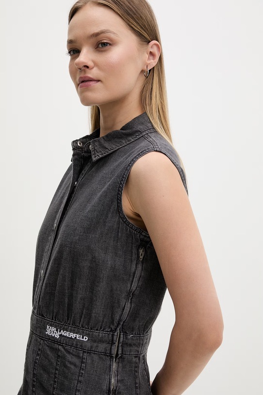 Karl Lagerfeld Jeans šaty s rozšíreným strihom rifľové sivá B2W13053