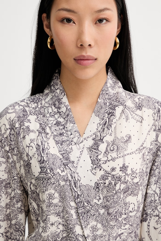 Blugirl Blumarine asymetrické šaty s viskózou RA6127.T523A béžová