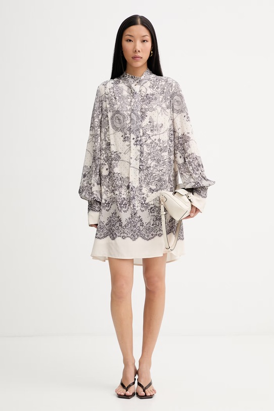 Blugirl Blumarine šaty z viskózy RA6130.T523A béžová SS26