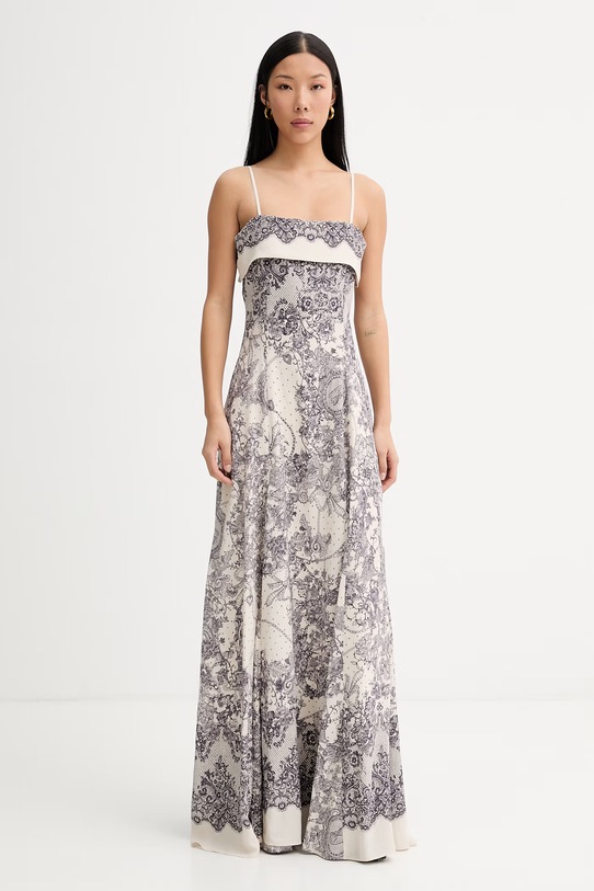 Blugirl Blumarine šaty z viskózy béžová RA6160.T523A