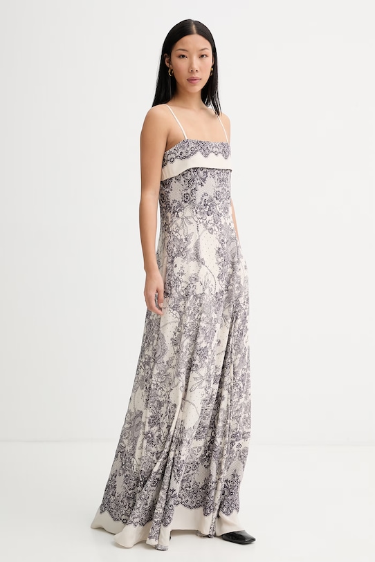 Blugirl Blumarine šaty z viskózy RA6160.T523A béžová SS26