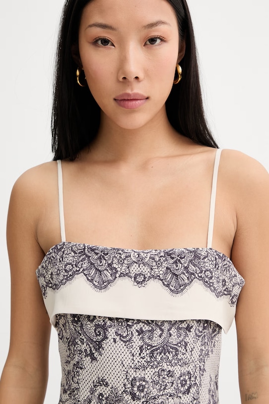 Blugirl Blumarine šaty z viskózy béžová RA6160.T523A