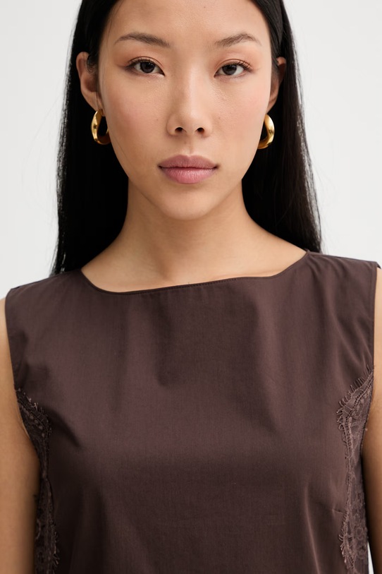 blugirl Blumarine rochie cu bumbac maro RA6194.T544A