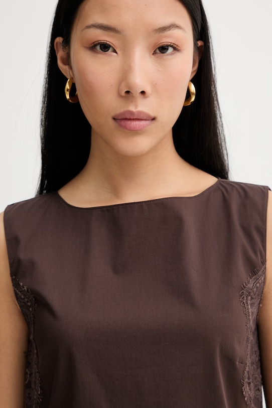 blugirl Blumarine rochie cu bumbac maro RA6194.T544A