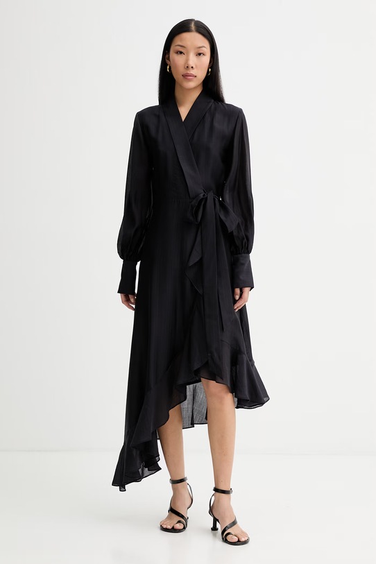 Blugirl Blumarine šaty s viazaním s lyocellom čierna RA6195.T486A