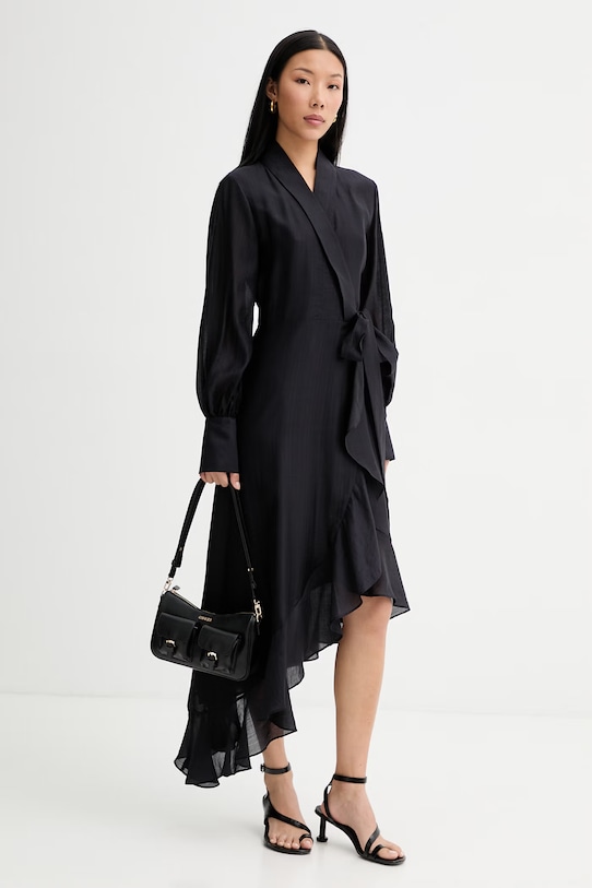 Blugirl Blumarine šaty s viazaním s lyocellom RA6195.T486A čierna SS26