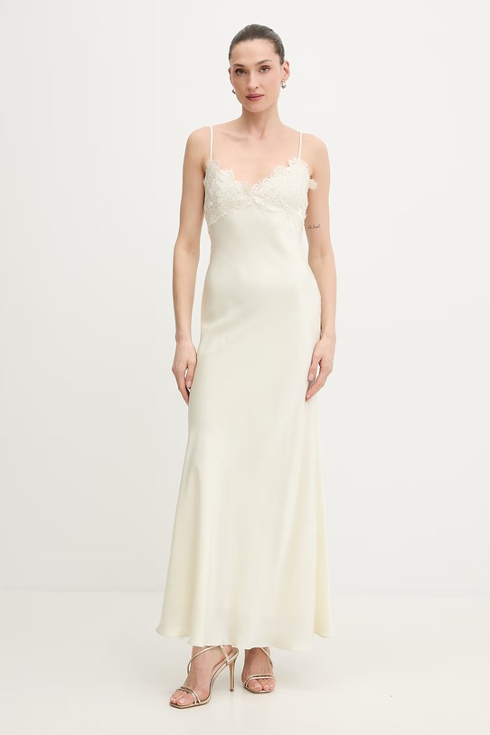 Bardot sukienka z elastanem beżowy 60228DB