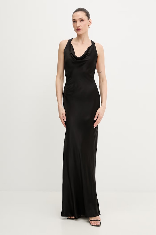 Bardot sukienka wiskozowa rozkloszowany czarny 60356DB