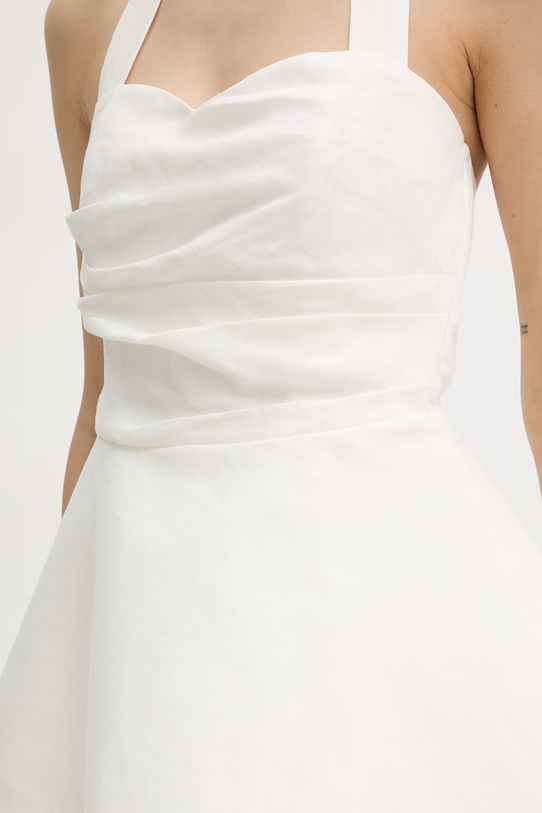 Bardot sukienka letnia lniana 60215DB1 beżowy