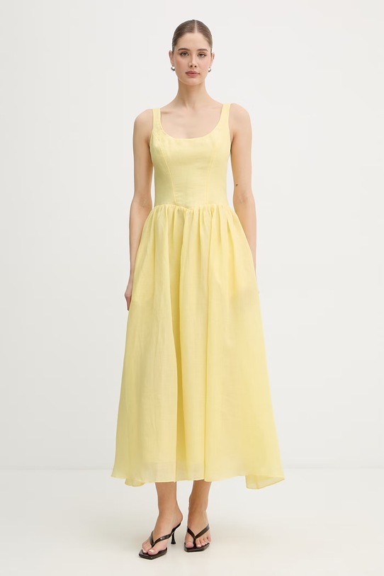 Bardot sukienka princeska z bawełną żółty 60309DB