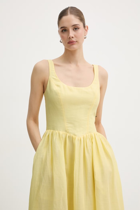 Bardot sukienka princeska z bawełną żółty 60309DB