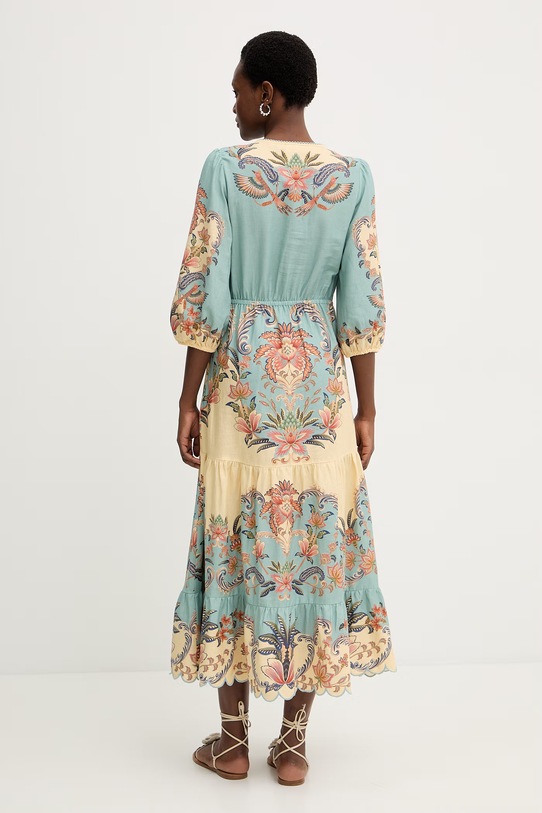 Ρούχα Φόρεμα από λινό Farm Rio 351310 τιρκουάζ