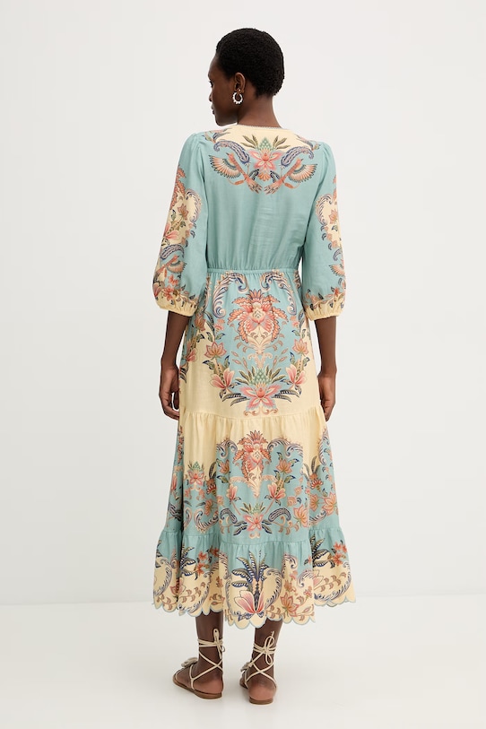 Ρούχα Φόρεμα από λινό Farm Rio 351310 τιρκουάζ